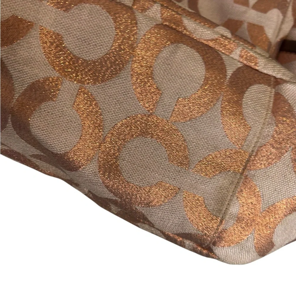 Coach Parker Rose Gold Op Art Signature Logo Hobo Shoulder Bag Y2K Purse 13508 - Picture 6 of 15